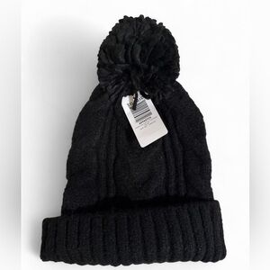TORRID Black Chunky Knit Beanie with Pom Pom